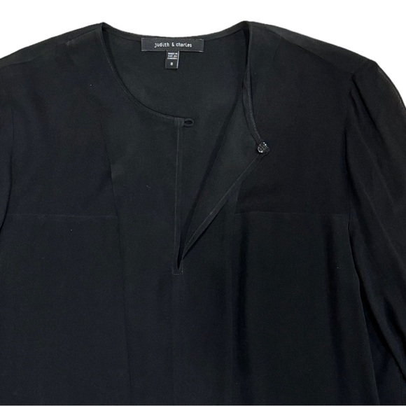 Judith & Charles Black Silk Pullover Blouse With Sheer Sleeves Size 8 - Picture 4 of 9